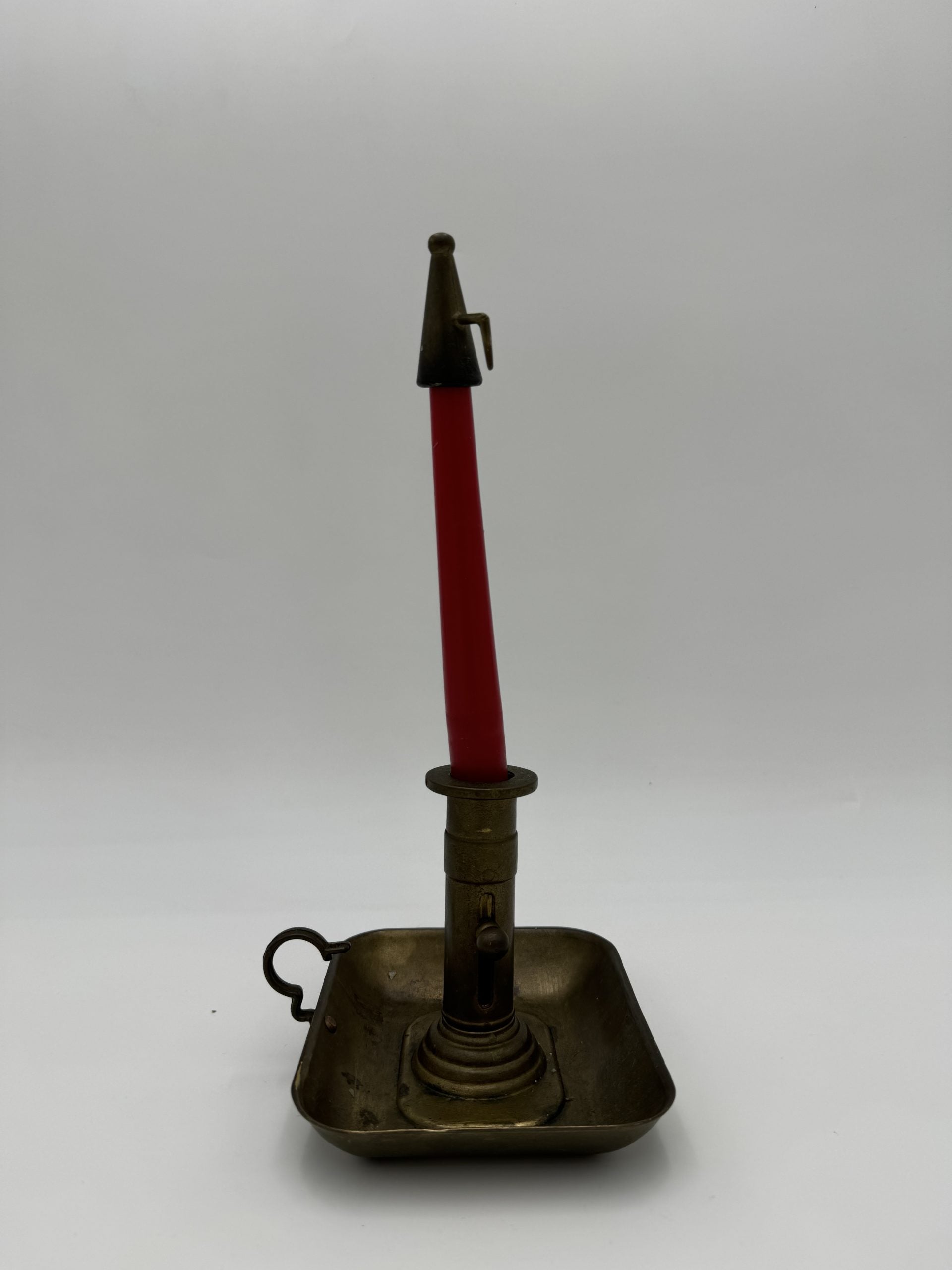 Rare Antique Georgian Brass Chamberstick with Shuttle Ejector Mechanism || Old Brass Night Candle Holder || Wee Willie Winkie Candlestick